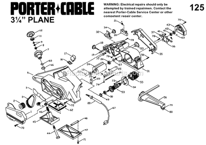 Page A Diagram and Parts List for 9125 Type 1 Porter Cable Planer Jointer